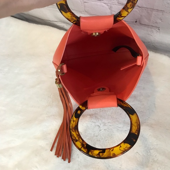 Anthropologie Lucite Handle Orange Tote Bag - Picture 6 of 9